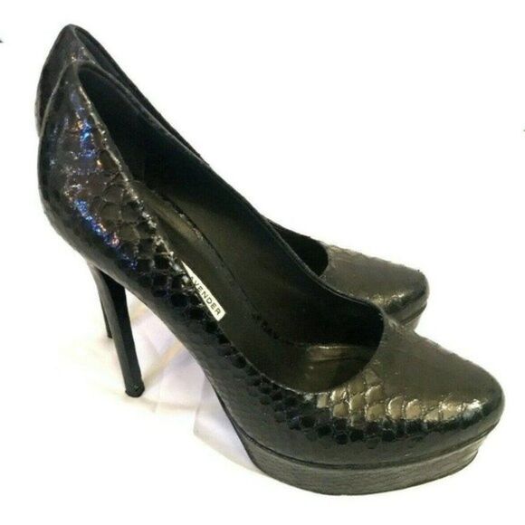 Vera Wang Heels High Lavender Black Reptile - Picture 8 of 8